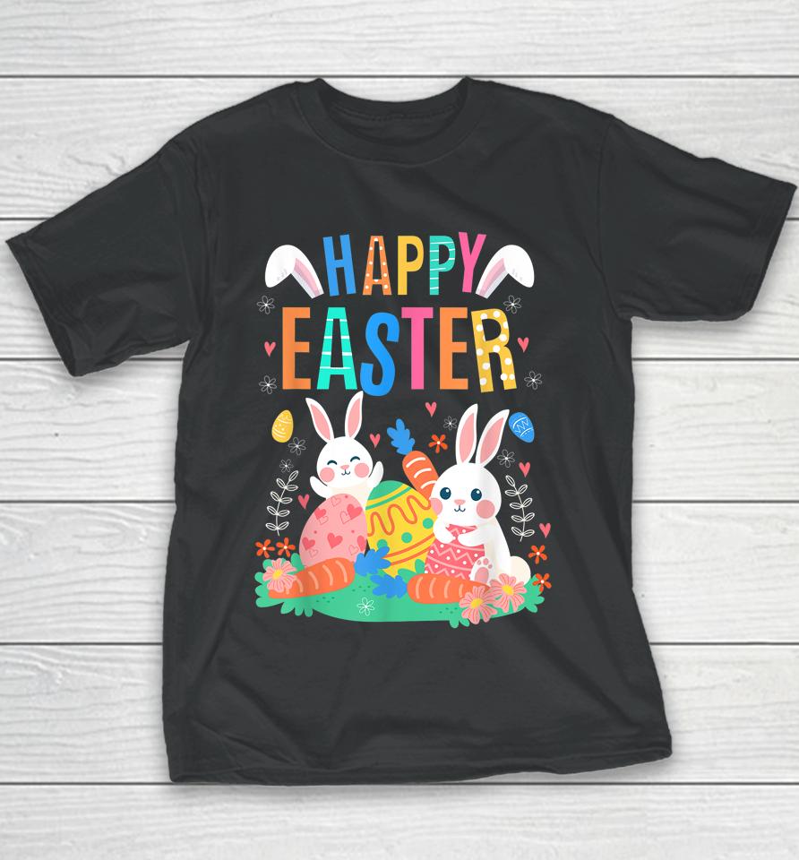 Happy Easter Day Cute Bunny With Eggs Easter Girls Youth T-Shirt
