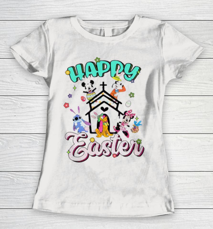 Happy Easter Disney Bunny Characters Women T-Shirt