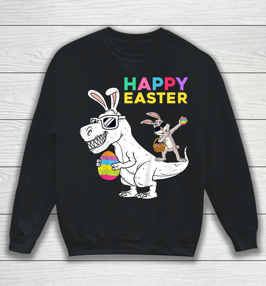 Happy Easter T Rex Dino Dabbing Rabbit Dab Kids Sweatshirt