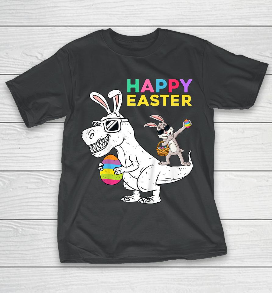Happy Easter T Rex Dino Dabbing Rabbit Dab Kids T-Shirt