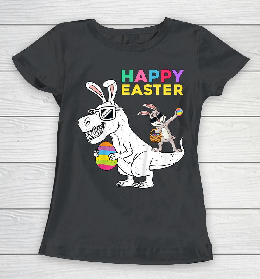 Happy Easter T Rex Dino Dabbing Rabbit Dab Kids Women T-Shirt