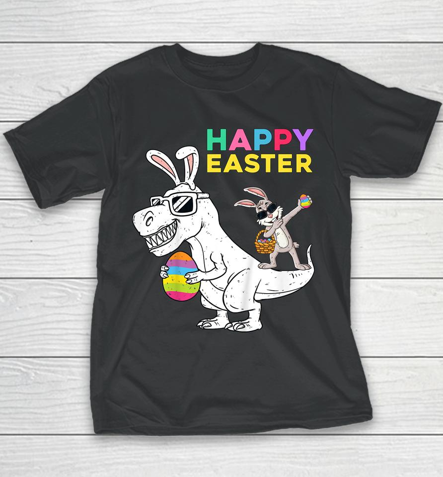Happy Easter T Rex Dino Dabbing Rabbit Dab Kids Youth T-Shirt
