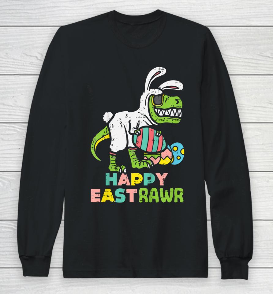 Happy Eastrawr Trex Easter Bunny Egg Funny Dinosaur Kids Easter Long Sleeve T-Shirt