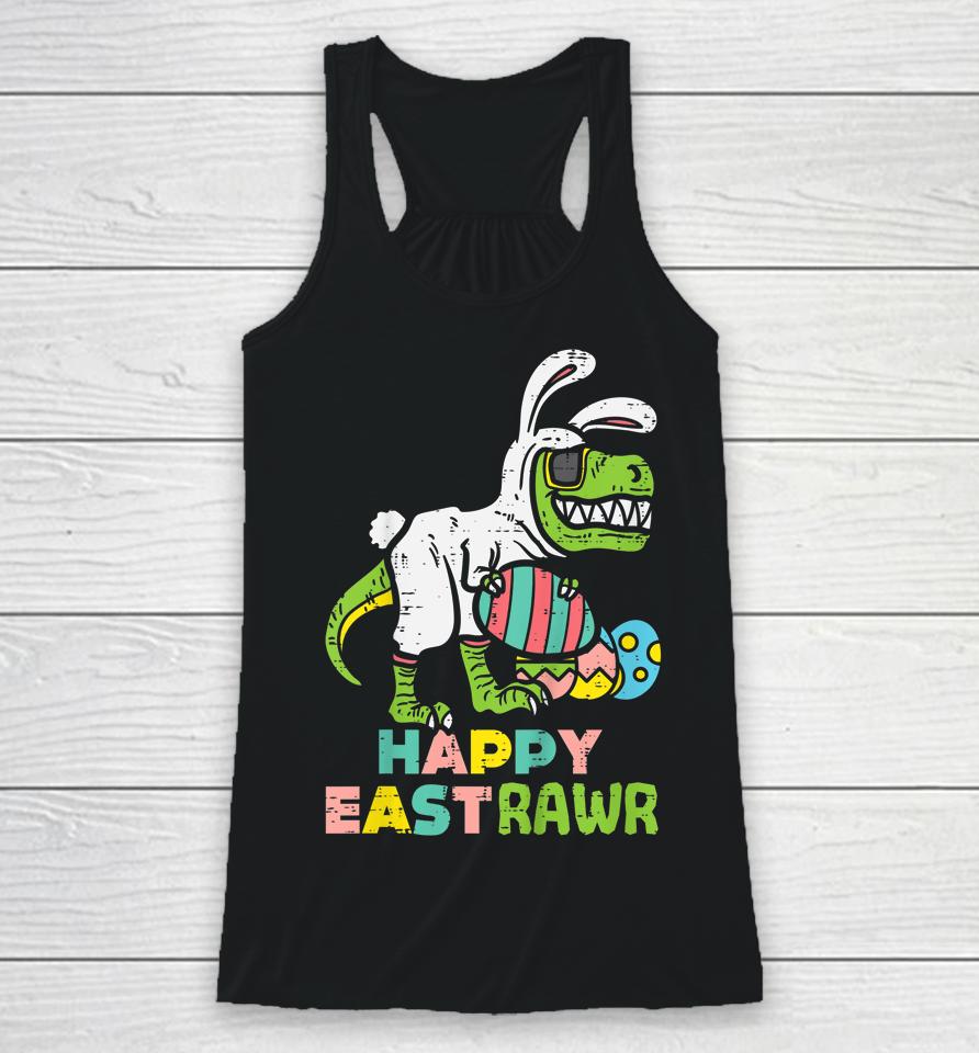 Happy Eastrawr Trex Easter Bunny Egg Funny Dinosaur Kids Easter Racerback Tank
