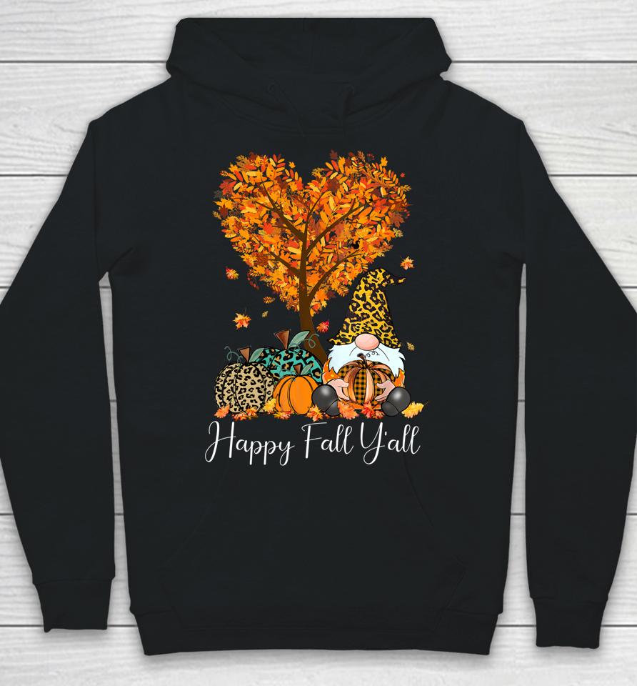 Happy Fall Y'all Funny Gnome Leopard Pumpkin Autumn Season Hoodie