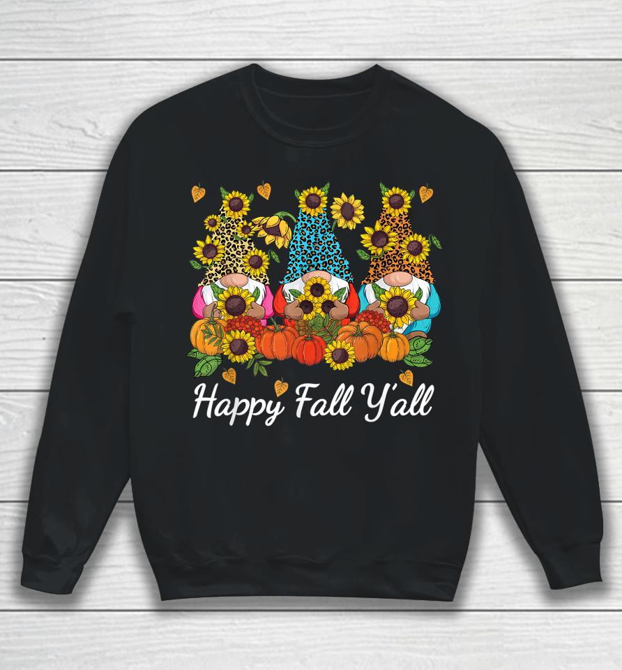 Happy Fall Y'all Gnome Leopard Pumpkin Autumn Sweatshirt