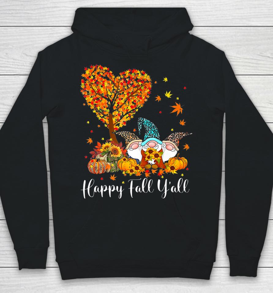 Happy Fall Y'all Gnome Leopard Pumpkin Autumn Tree Gnome Hoodie
