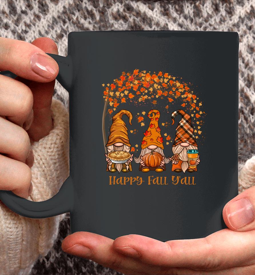 Happy Fall Y'all Gnome Pumpkin Autumn Leaves Thanksgiving Coffee Mug
