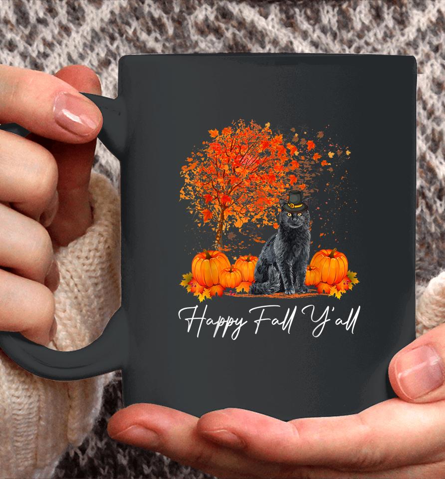 Happy Fall Y'all Pumpkin Cat Thanksgiving Rescue Pet Coffee Mug