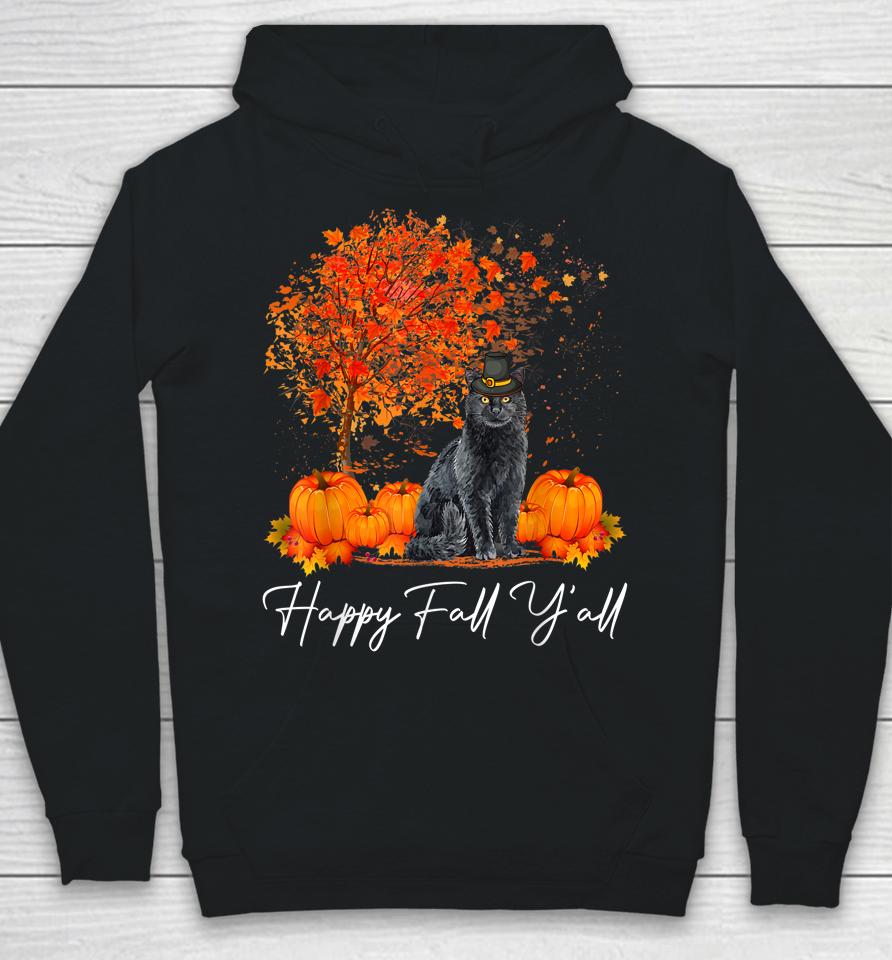 Happy Fall Y'all Pumpkin Cat Thanksgiving Rescue Pet Hoodie