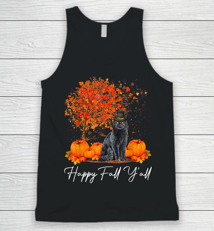 Happy Fall Y'all Pumpkin Cat Thanksgiving Rescue Pet Unisex Tank Top