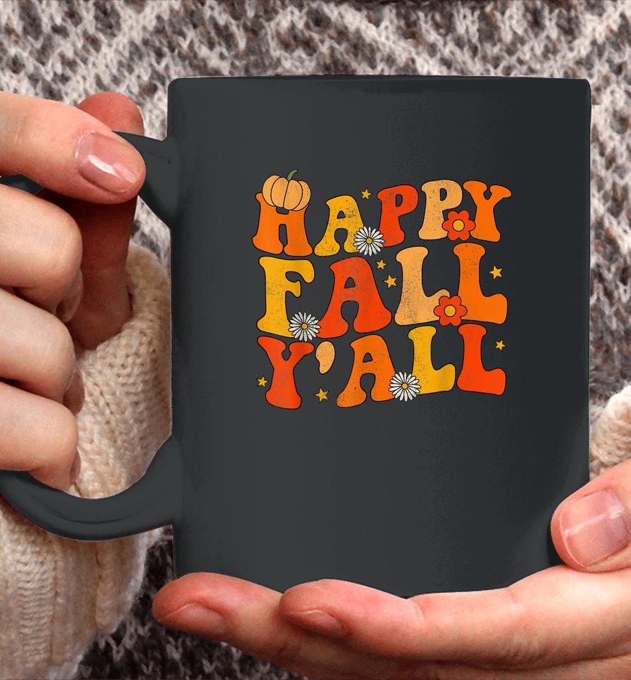 Happy Fall Yall Squad Groovy Fall Autumn And Halloween Coffee Mug