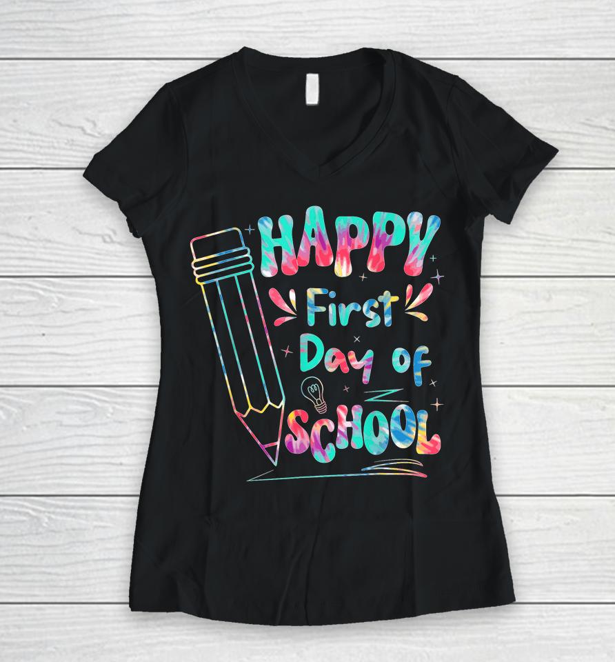 Happy First Day Of School Summer's Out For School Women V-Neck T-Shirt