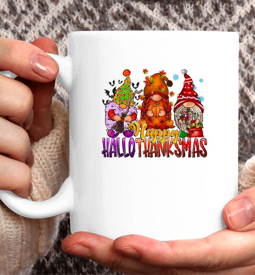 Happy Hallothankmas Gnome Halloween Christmas Thanksgiving Coffee Mug