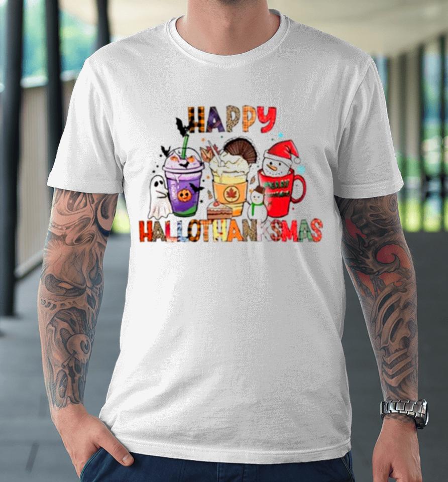 Happy Hallothanksmas Coffee Funny Premium T-Shirt