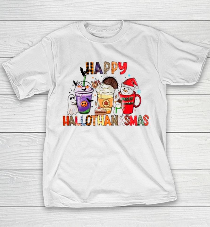 Happy Hallothanksmas Coffee Funny Youth T-Shirt