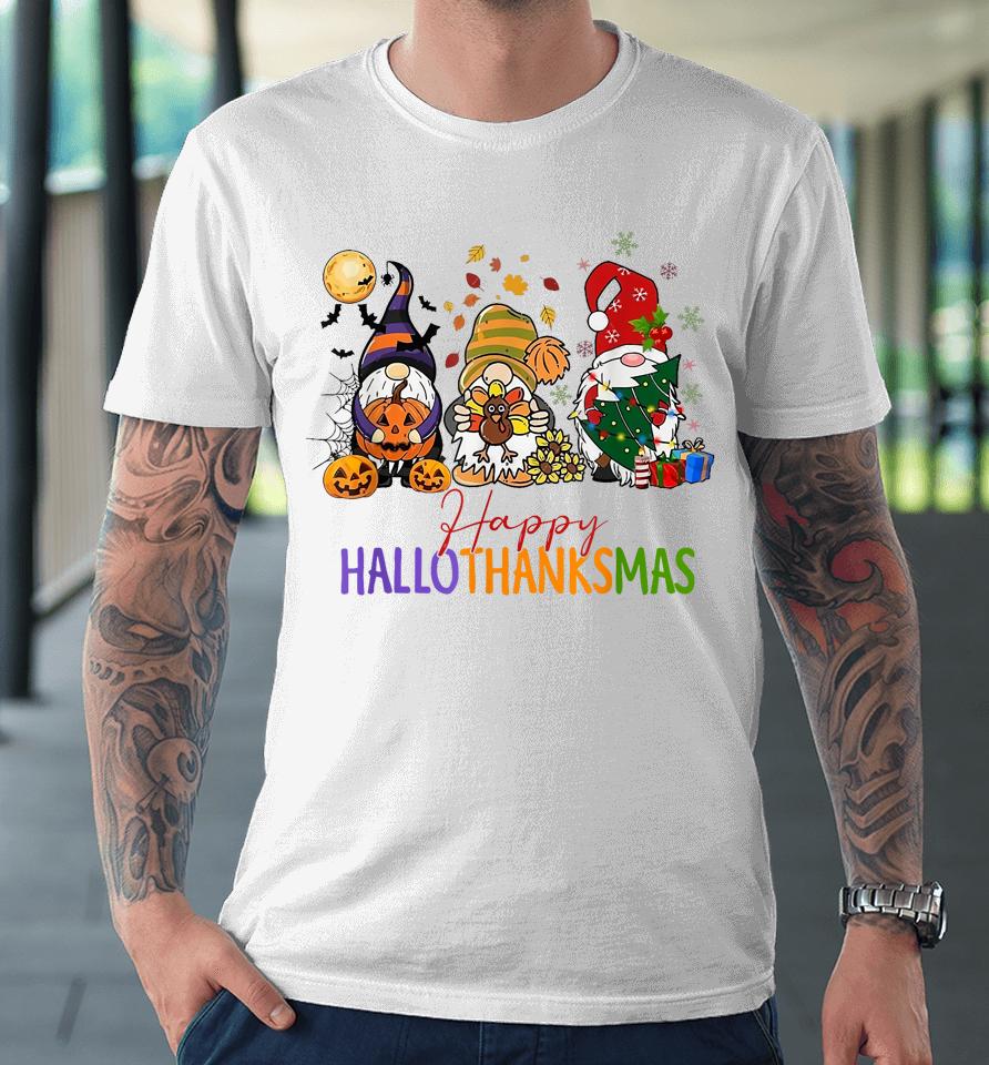 Happy Hallothanksmas Coffee Halloween Thanksgiving Christmas Premium T-Shirt