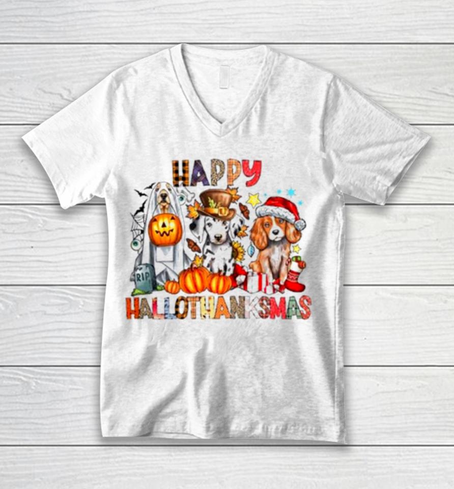 Happy Hallothanksmas Dog Lover Unisex V-Neck T-Shirt