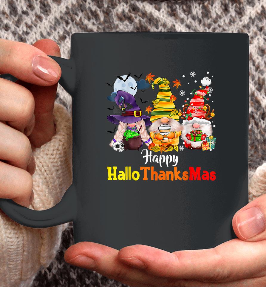Happy Hallothanksmas Gnomes Halloween Thanksgiving Christmas Coffee Mug