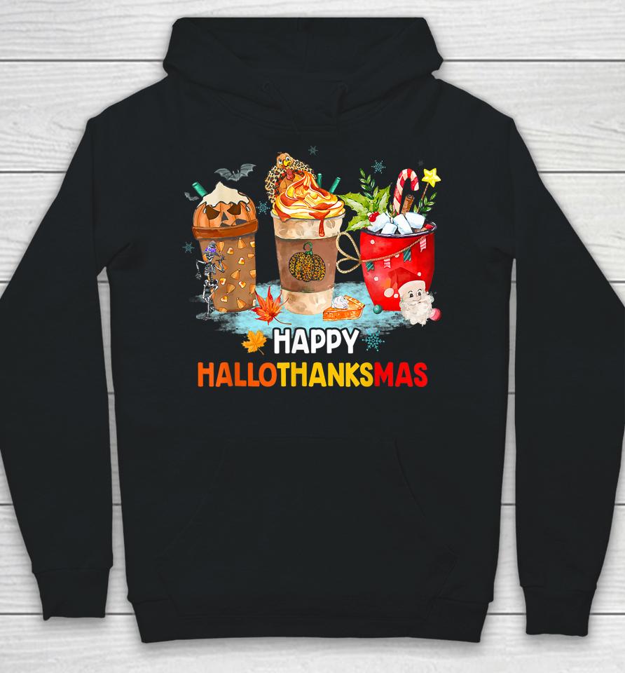Happy Hallothanksmas Spice Latte Witch Santa Hat Pumpkin Hoodie