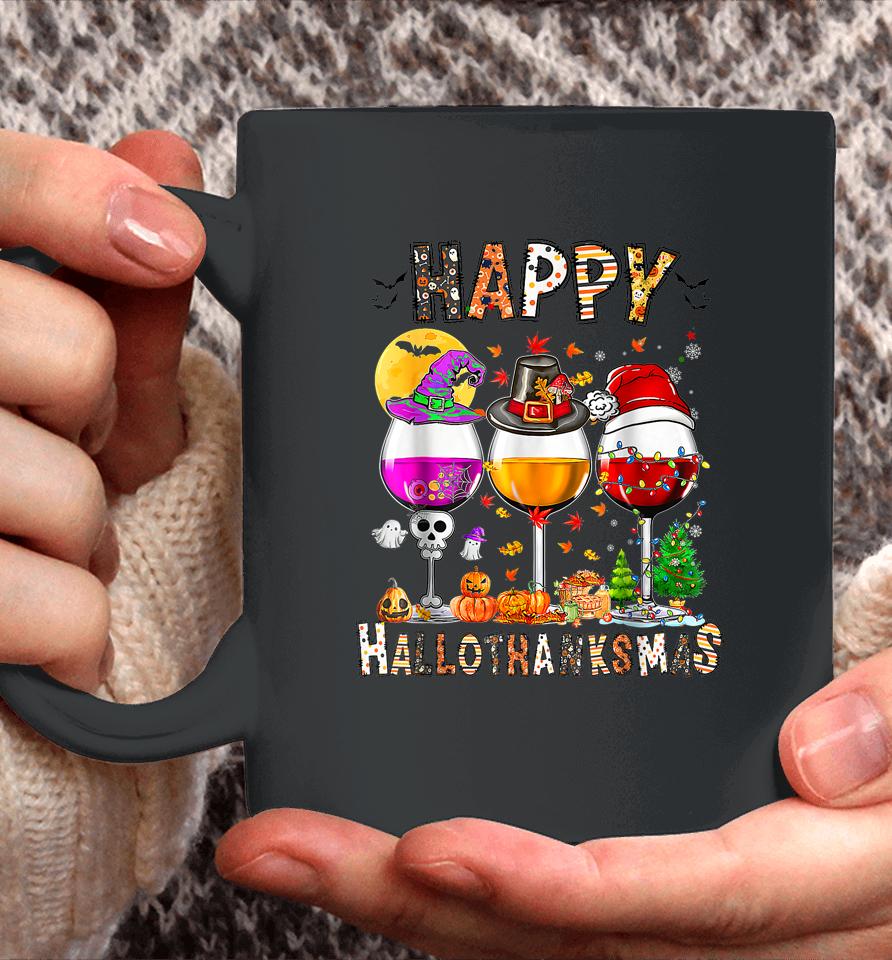 Happy Hallothanksmas Wine Glasses Halloween Thanksgiving Coffee Mug