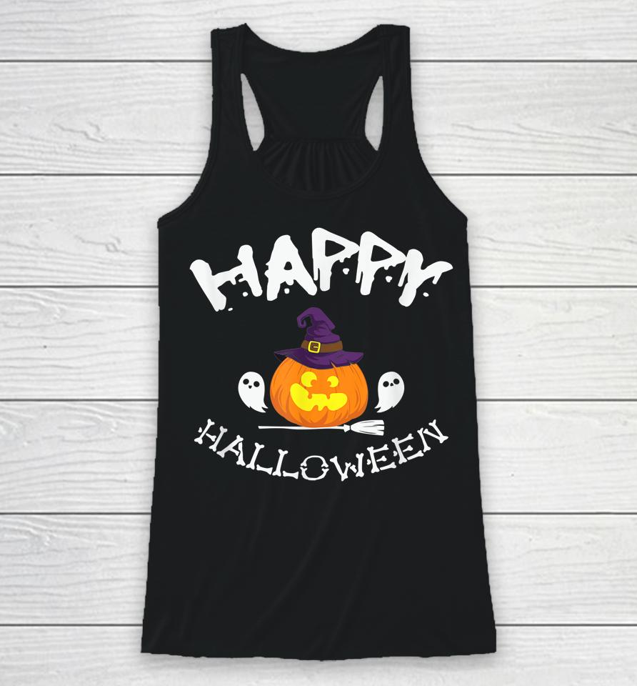 Happy Halloween Apparel Funny Pumpkin Gift Racerback Tank