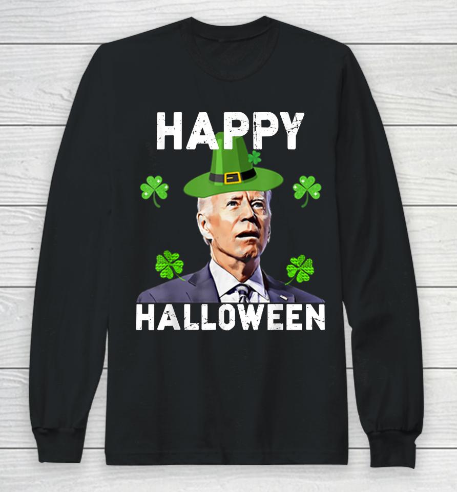 Happy Halloween Funny Joe Biden St Patrick's Day Vintage Long Sleeve T-Shirt