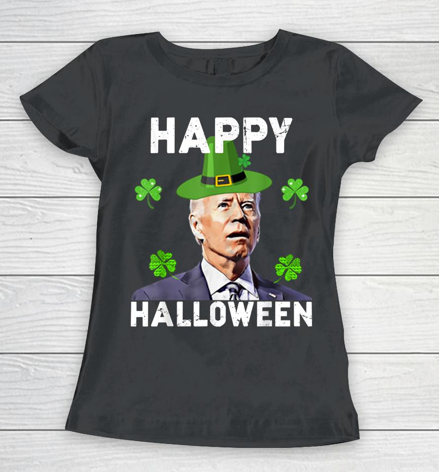 Happy Halloween Funny Joe Biden St Patrick's Day Vintage Women T-Shirt