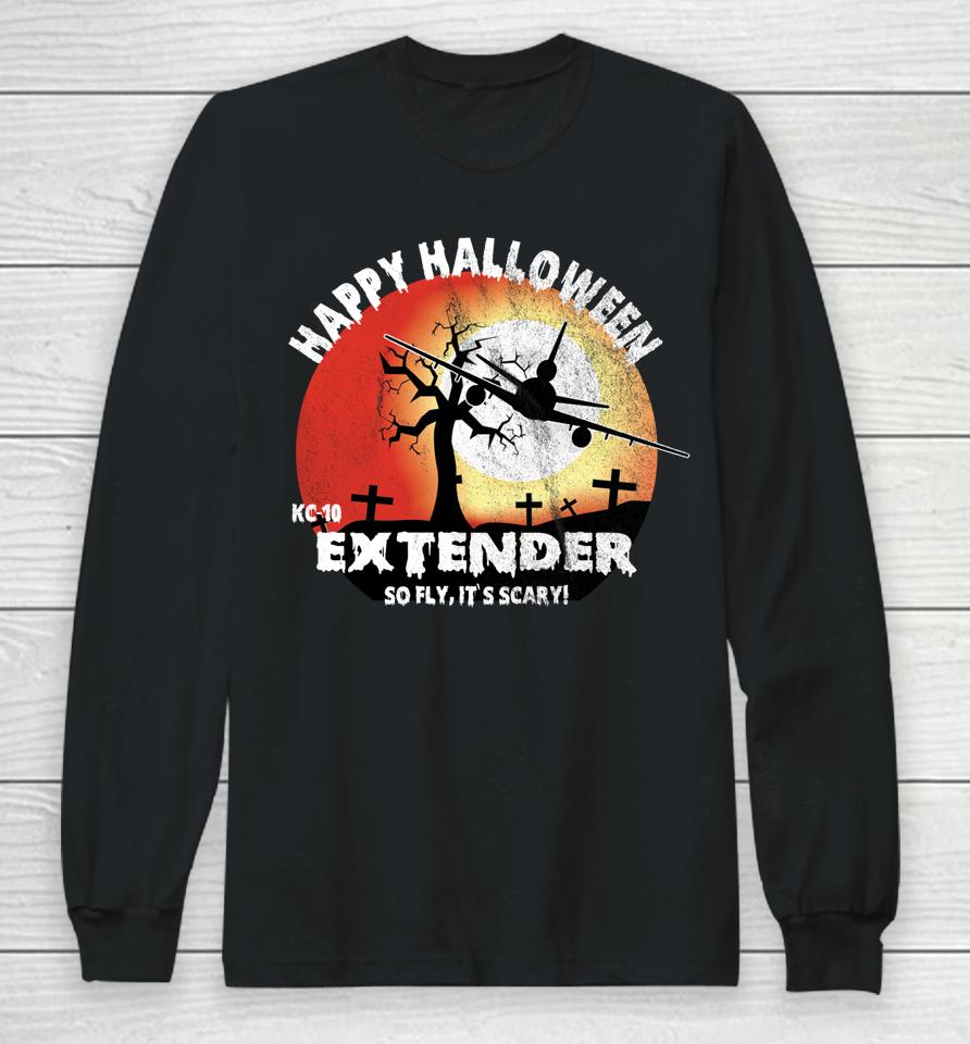 Happy Halloween Kc-10 Extender Airplane Orange Sunset Long Sleeve T-Shirt
