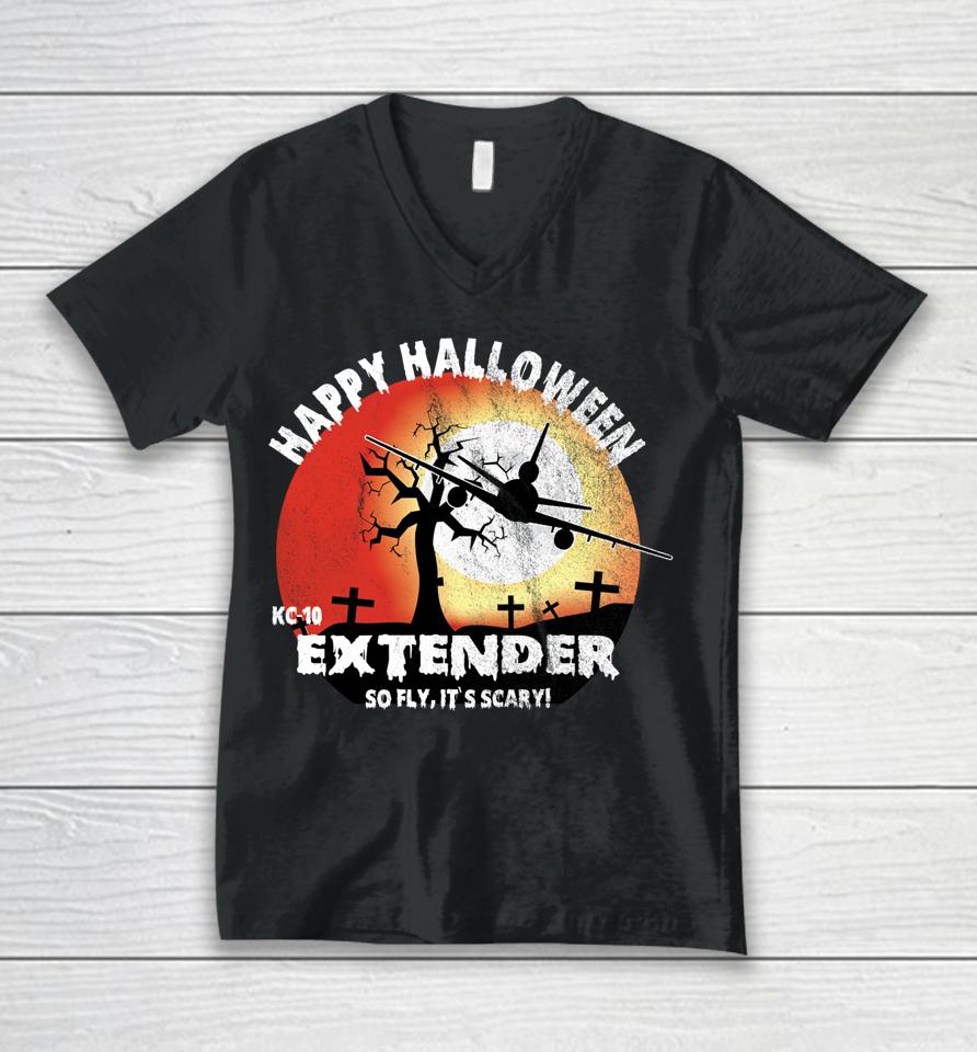 Happy Halloween Kc-10 Extender Airplane Orange Sunset Unisex V-Neck T-Shirt