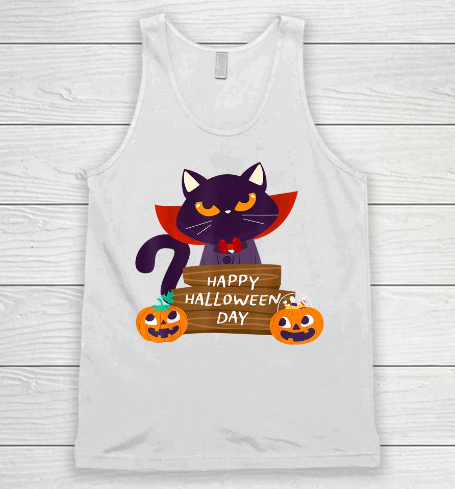 Happy Halloween Pumpkin Funny Cute Cat Unisex Tank Top