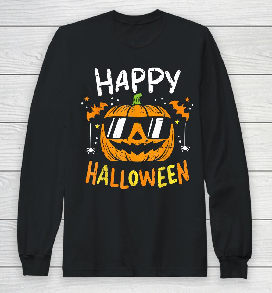 Happy Halloween Pumpkin Trick Or Treat For Toddler Boys Kids Long Sleeve T-Shirt