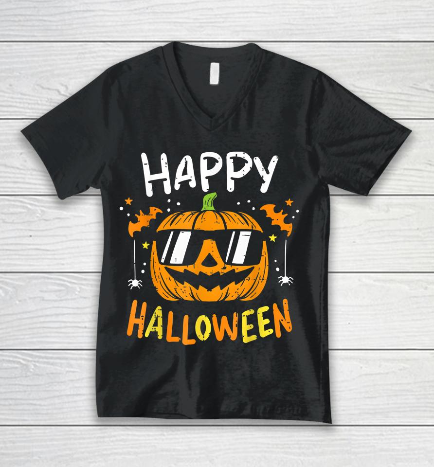 Happy Halloween Pumpkin Trick Or Treat For Toddler Boys Kids Unisex V-Neck T-Shirt