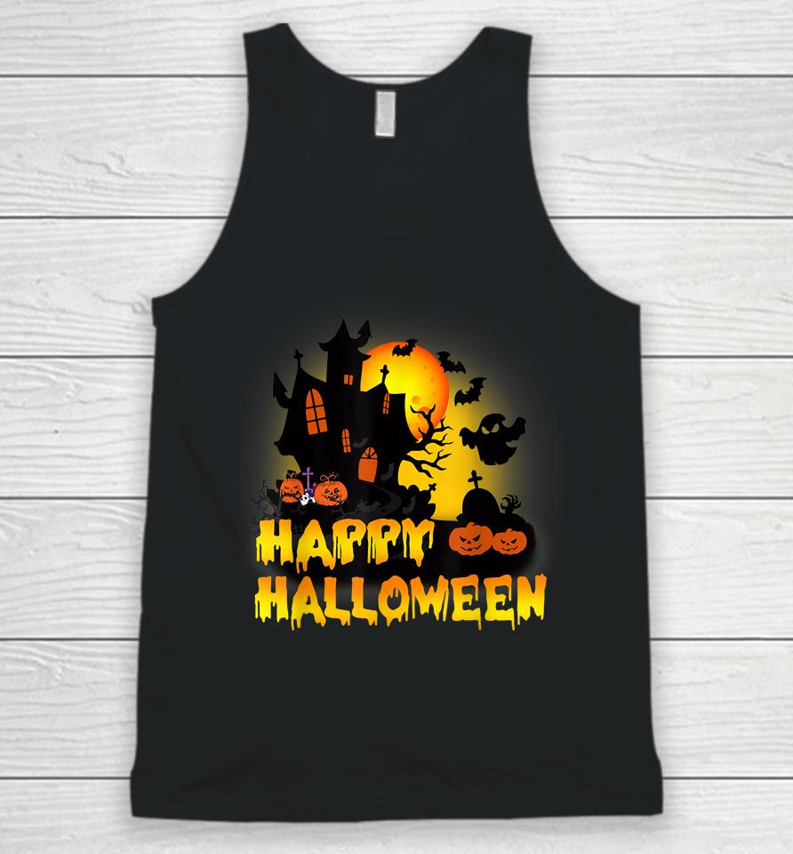 Happy Halloween Pumpkins House Unisex Tank Top