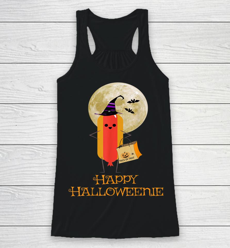 Happy Halloweenie Funny Hot Dog Halloween Racerback Tank