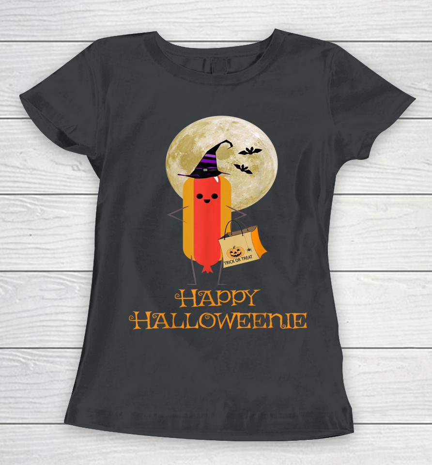 Happy Halloweenie Funny Hot Dog Halloween Women T-Shirt