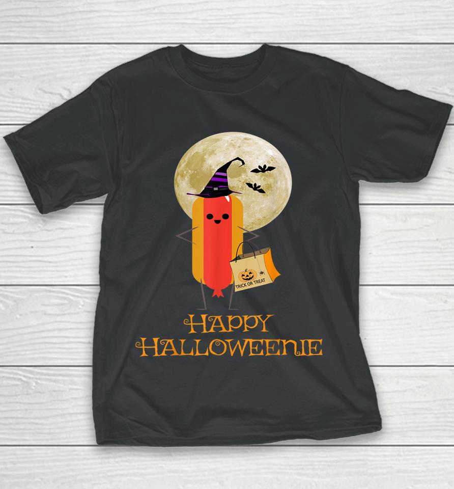 Happy Halloweenie Funny Hot Dog Halloween Youth T-Shirt