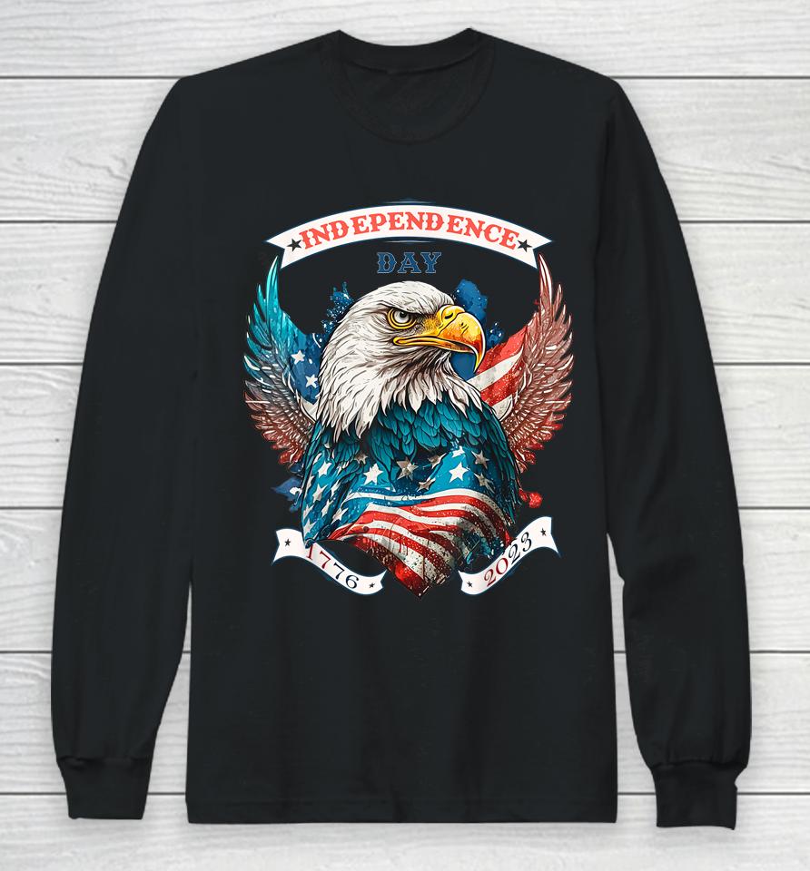 Happy Independence Day American Eagle &Amp; Usa Flag 4Th Of July Long Sleeve T-Shirt
