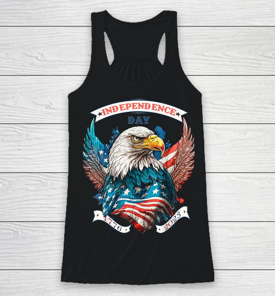 Happy Independence Day American Eagle &Amp; Usa Flag 4Th Of July Racerback Tank