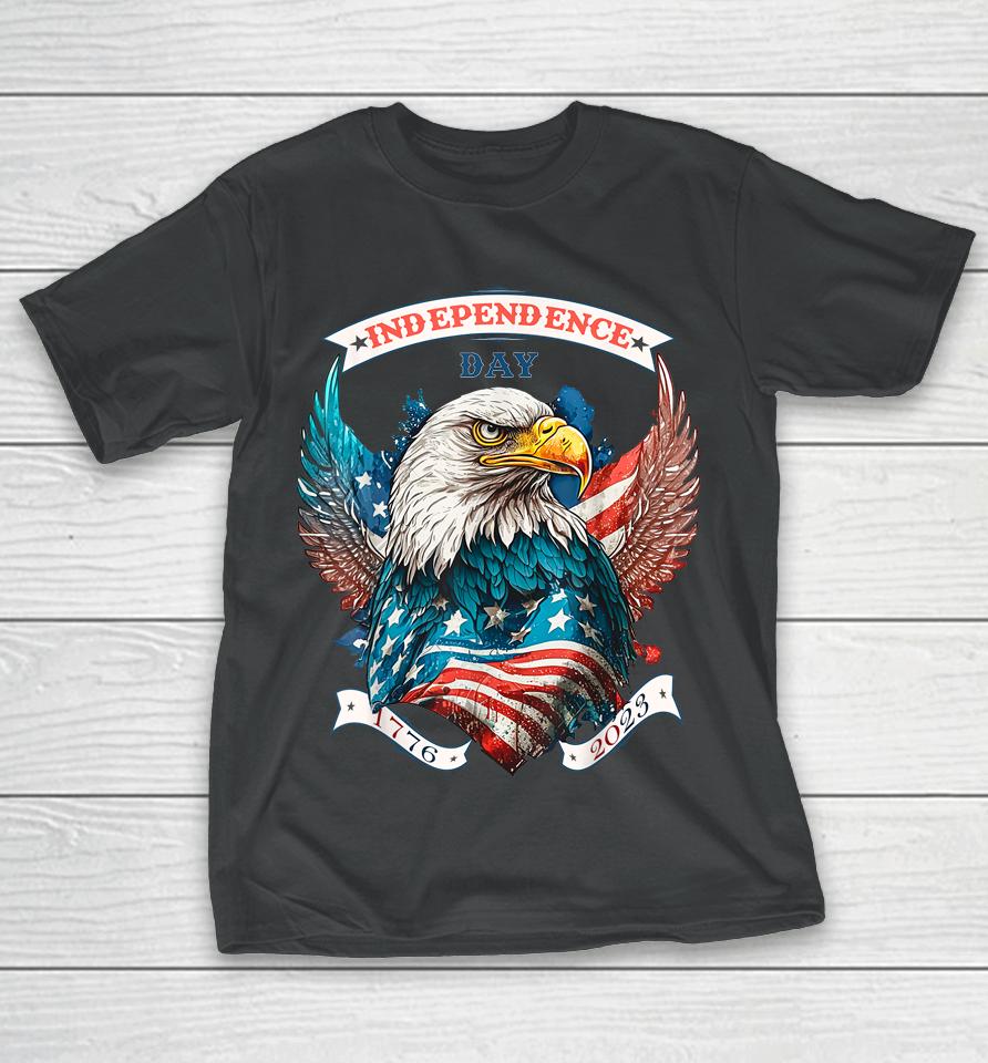 Happy Independence Day American Eagle &Amp; Usa Flag 4Th Of July T-Shirt