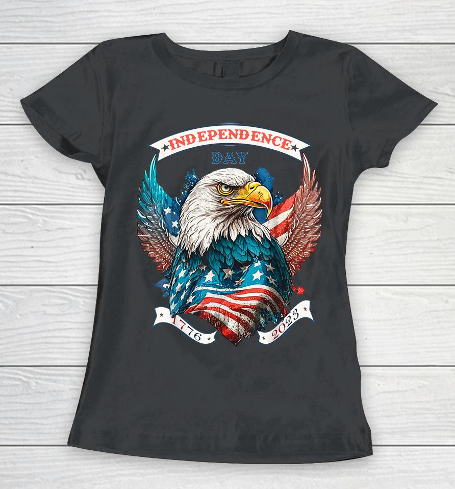 Happy Independence Day American Eagle &Amp; Usa Flag 4Th Of July Women T-Shirt