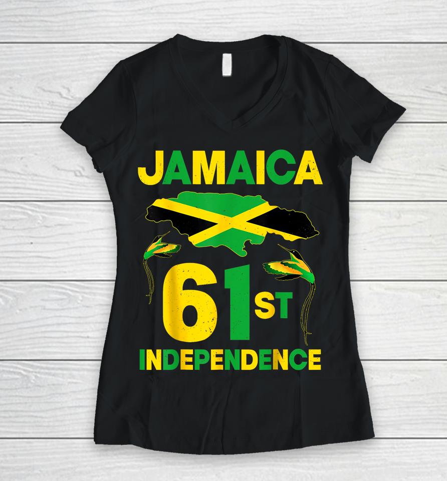 Happy Independence Day Jamaica 1962 Proud Jamaican Women V-Neck T-Shirt