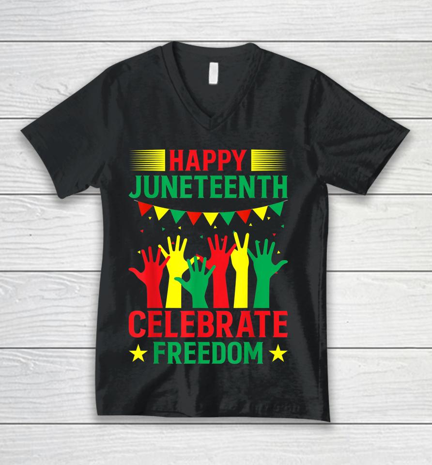 Happy Juneteenth Celebration Unisex V-Neck T-Shirt
