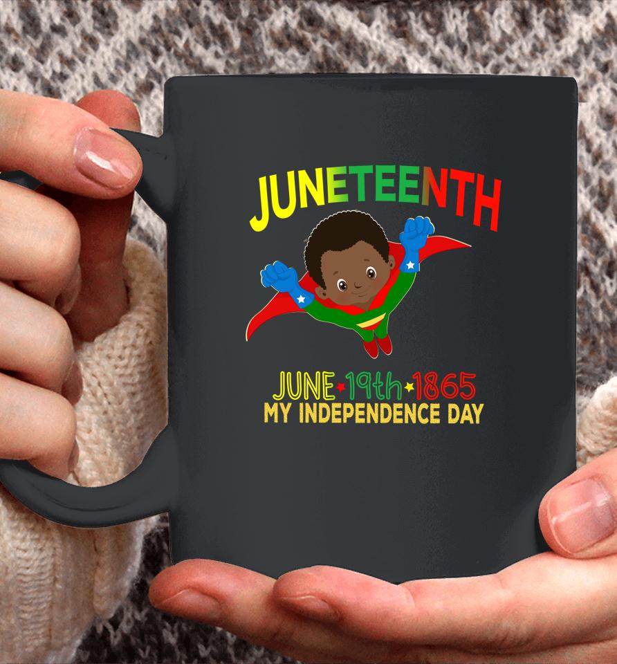 Happy Juneteenth Is My Independence Day Super Hero Black Boy Coffee Mug