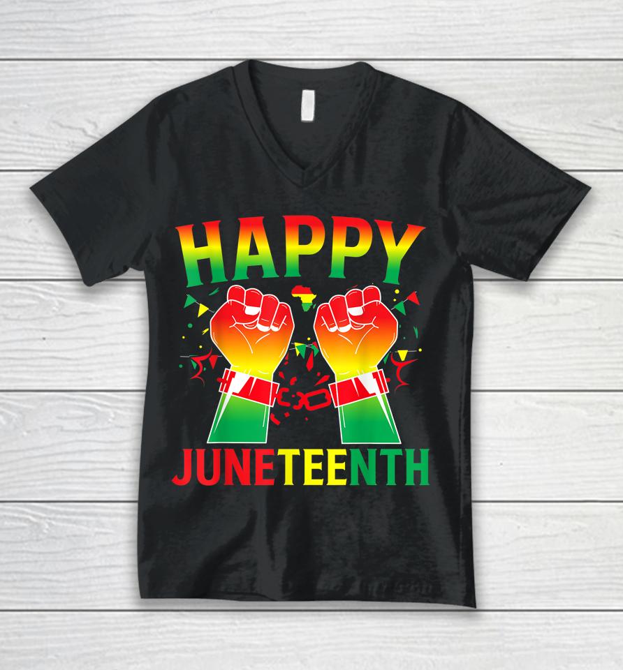 Happy Juneteenth Unisex V-Neck T-Shirt