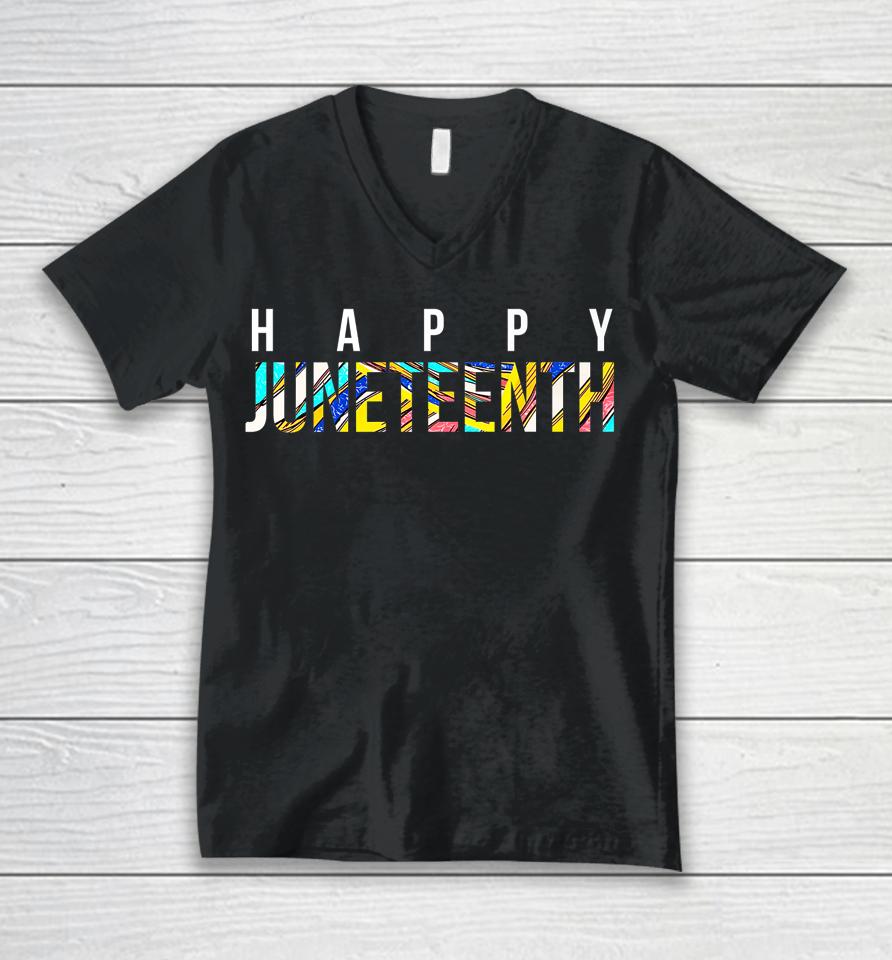 Happy Juneteenth Unisex V-Neck T-Shirt