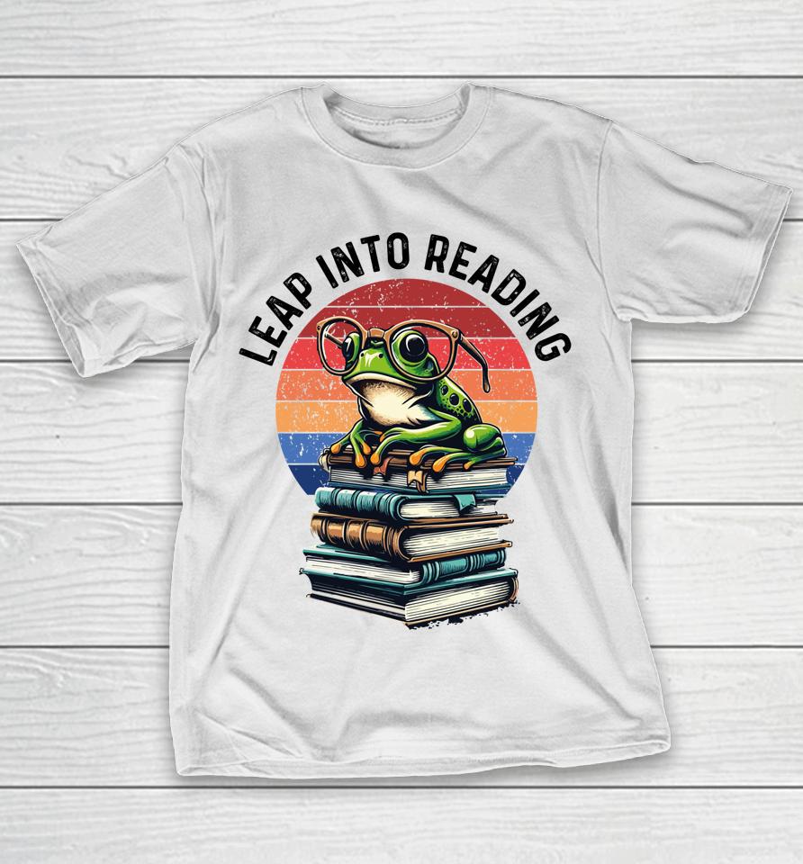 Happy Leap Day Teacher, Leap Into Reading Leap Day 2024 T-Shirt