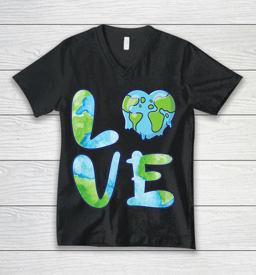Happy Love Earth Day Unisex V-Neck T-Shirt