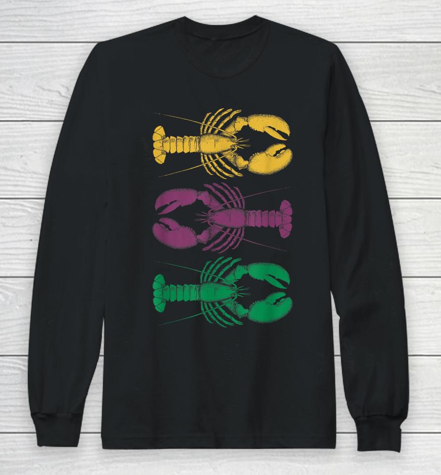 Happy Mardi Gras 2024 Crawfish Matching Party Vintage Long Sleeve T-Shirt