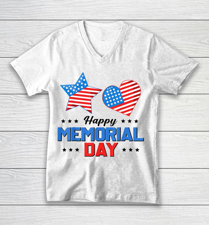 Happy Memorial Day 4Th Of July American Flag Patriotic Unisex V-Neck T-Shirt
